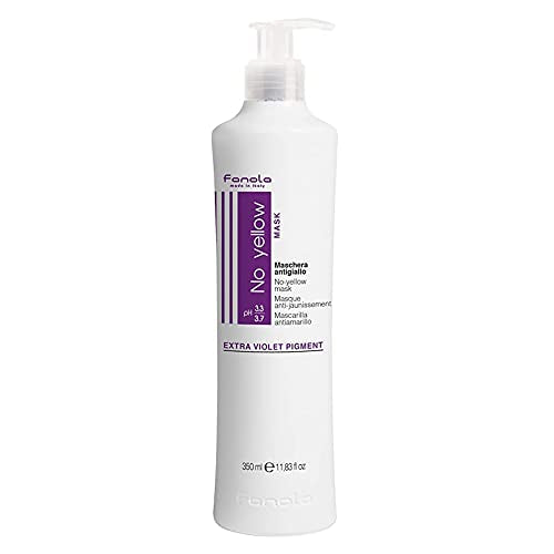 Fanola No Yellow Purple Hair Mask - Acidic pH Deep Conditioning Hair Mask for Blonde, Bleached & Grey Shades - Intense Violet Pigment Neutralizes Brassy Tones (11.8 Fl oz)