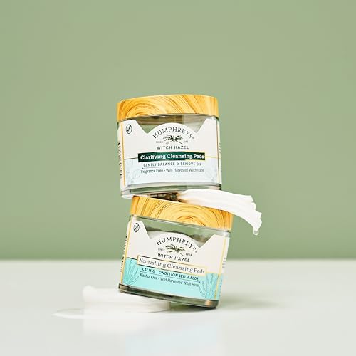 Humphreys Witch Hazel Nourishing Cleansing Pads 60 Count Pack of 2 - Alcohol-Free, Hydrating Aloe & Wild Harvested Witch Hazel