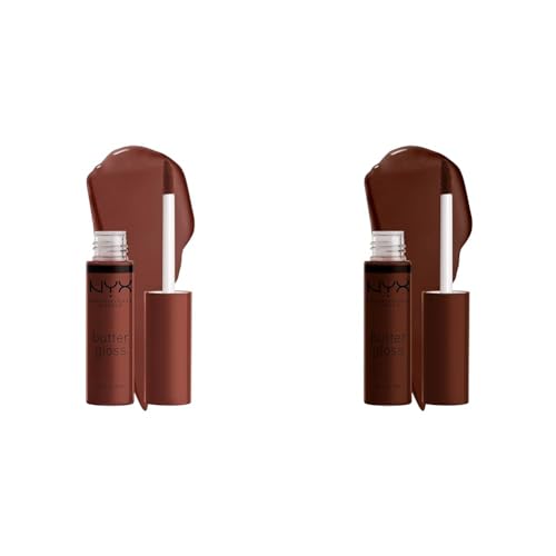 NYX PROFESSIONAL MAKEUP Butter Gloss Brownie Drip (Deep Brown) and Lava Cake (Rich Brown) Lip Gloss