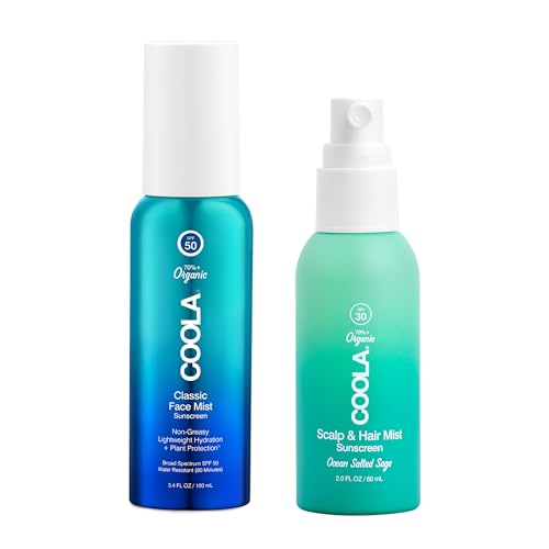 COOLA Organic Scalp Spray & Hair Sunscreen Mist with SPF 30, Dermatologist Tested Hair Care for Daily Protection, Vegan and Gluten Free, Ocean Salted Sage, 2 Fl Oz
