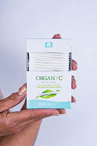 Organic Cotton Swabs - 200 Count 6 Pack, Hypoallergenic & Biodegradable