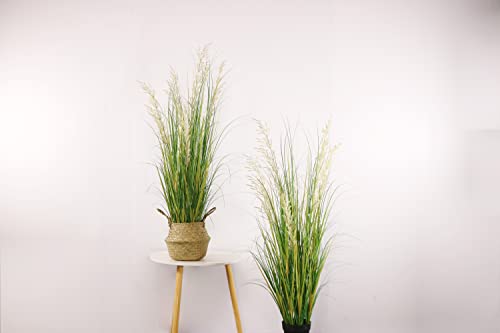 Artificial Plant 4ft Tall - 2 Pack Faux Grass with Flowers for Indoor Decor - Housewarming Gift