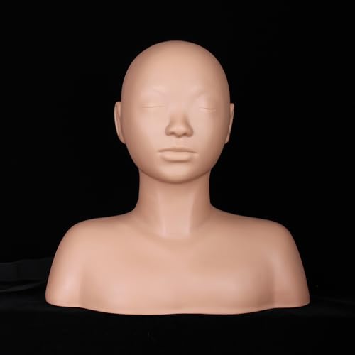 Chocolate Silicone Practice Mannequin Head for Makeup & Massage Training - Reusable Cosmetology Model with Shoulder Strap