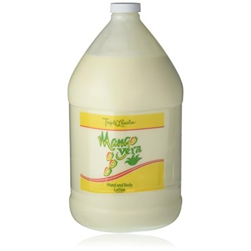 Triple Lanolin Mango Vera Soothing Lotion (1 Gallon) ? Tropical Mango Scented Aloe & Lanolin Moisturizer for All Skin Types ? Deeply Hydrating Hand and Body Lotion ? Non-Greasy & Fast-Absorbing