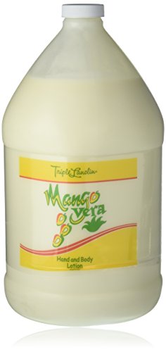 Triple Lanolin Mango Vera 1 Gallon Soothing Body Lotion with Aloe & Lanolin - Tropical Scent - Deep Hydration & Fast Absorption - Pack of 1