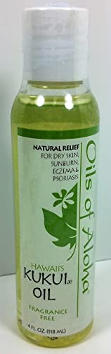 Unscented Kukui Oil - Hawaii Natural Moisturizer for Skin & Hair - 4 Fl Oz