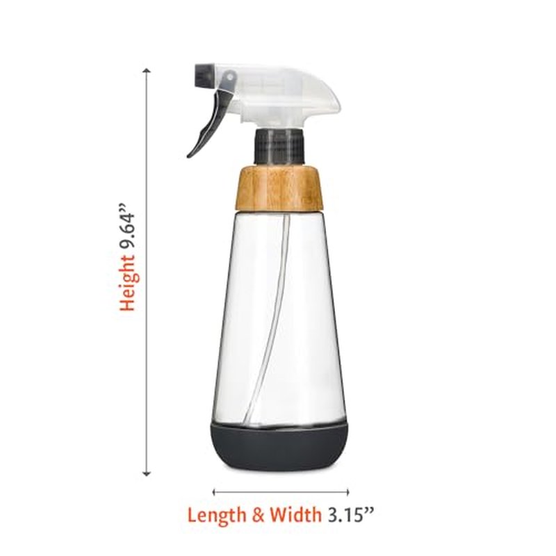 Full Circle Bottle Service - Refillable Glass Spray Bottle for Cleaning - Versatile Stream & Mist Options, Bamboo, Silicone Boot - Ideal for Non-Toxic Solutions & Plant Care, 16oz, Gray