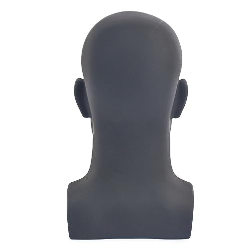 Male Mannequin Head Display Stand for Wigs Hats & Jewelry - Matte Black
