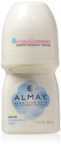 Almay Fragrance-Free Sensitive Roll-On Deodorant - Pack of 6, 1.7 Fl Oz