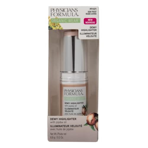 Physicians Formula Organic Wear All Natural Dewy Highlighter Stick Makeup, Stick Cream To Powder, Dew Frost, Dermatologist Tested
