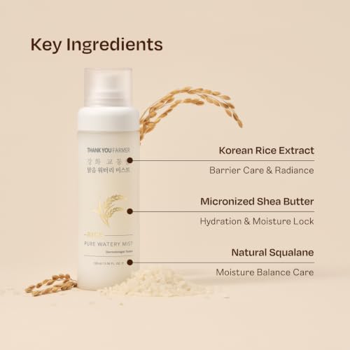 Hydrating Rice Water Face Mist with Ceramides & Niacinamide - Vegan, Non-Sticky, 3.38 fl oz