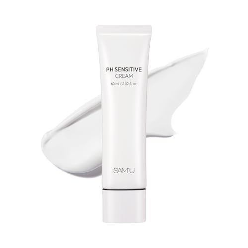 SAM'U PH Sensitive Cream? Face Moisturizer with Ceramide, Hyaluronic Acid & Allantoin & Centella, Long-lasting Hydration, Quick Absorbing Formula, Hypoallergenic Korean Skin Care 2.02 Fl Oz