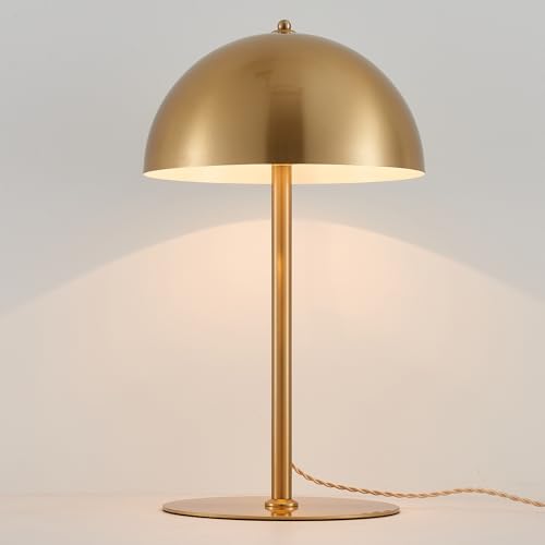 Metal Mushroom Table Lamp - 20.8-Inch Gold Dome Bedside Light