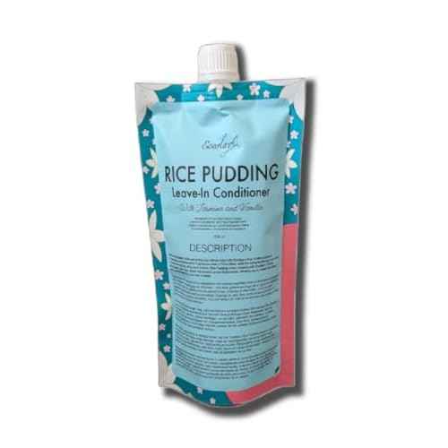 Ecoslay Rice Pudding Leave-In Conditioner for Curly & Dry Damaged Hair - Moisturizer & Detangler, Strengthens Fine Hair, Men & Women, 16oz