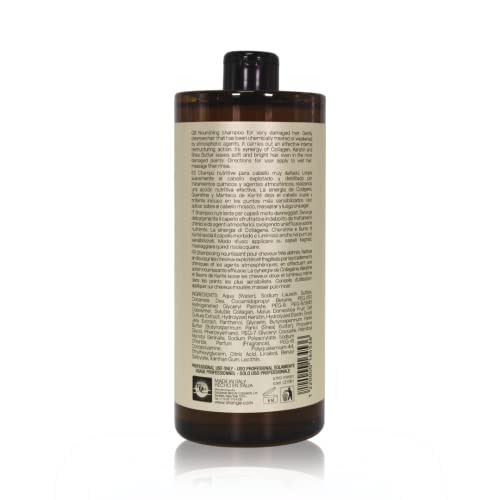 LINANGE Emergency Reconstruction Shampoo 1000ml with Collagen Keratin Shea Butter - Nourishing Damaged Hair Pack of 12 (2.82 fl oz each)
