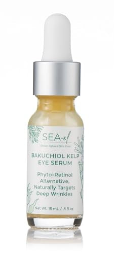 Plant-Based Eye Serum with Bakuchiol & Kelp - Natural Anti-Aging & Brightening, Vegan, 0.5 oz