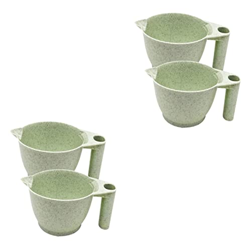 Hair Dye Mixing Bowl Set 4 Pcs, 17x9cm PP Material with Hollow Handle - Green
