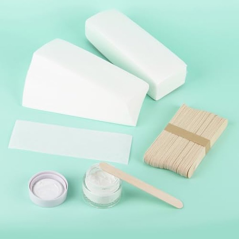 200 Pcs Large Non Woven Wax Strips and 50 Pcs Wooden Wax Sticks Kit, Body and Facial Hair Removal Waxing Strips Soft Waxing Paper Sheets