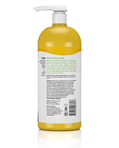 Emollient Coconut Body Lotion 32 oz - Natural Moisturizer for Dry Skin