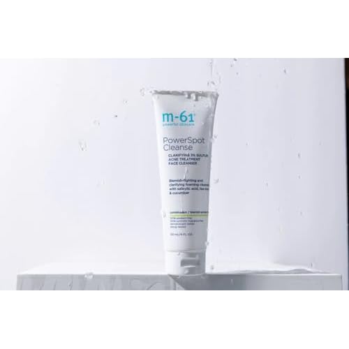 m-61 PowerSpot Cleanse | Clarifying Acne-Fighting Cleanser With 3% Sulfur, Glycolic and Salicylic Acid, Tea Tree, Witch Hazel. For Blemish-Prone Skin. Dermatologist and Allergy Tested, 4.0 Fl Oz