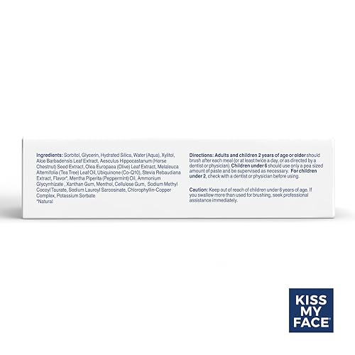 Kiss My Face Triple Action Herbal Mint Toothpaste Gel 6 Pack - Natural Whitening & Tartar Control, Fluoride-Free