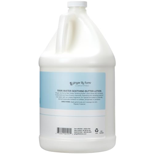 Ginger Lily Farms Rain Water Scent Body Lotion 128oz - Nourishing Moisturizer, Vegan & Cruelty-Free, Large Refill Bottle