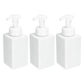uxcell 3PCS Square Empty Foam Pump Bottle, 450ml Travel Foam Soap Dispenser Empty Refillable Plastic Pump Bottle for Lash Shampoo, Hand Soap, Facial Lotion(5.7", White)