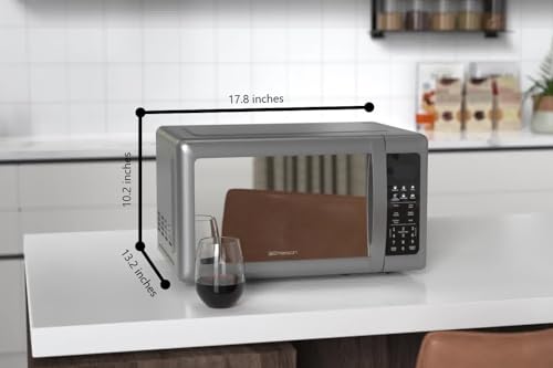 Emerson MW7601SL 0.7 Cu Ft Countertop Microwave Oven 700W Silver Mirror Finish