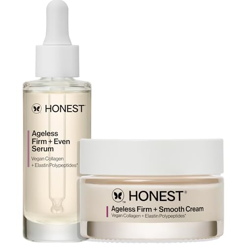 Honest Beauty Fragrance Free Ageless Firming Duo | Powered by Vegan Collagen and Elastin Polypeptides | Firmer, Smoother, More Even Looking Skin | Includes Serum (1 fl oz) and Cream (1.7 fl oz)