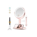 Makeup Mirror with Lights, Double Sided 1x/30x Magnifying Mirror with Light, Rechargeable 3 Color Lights and Adjustable Brightness, 360¡Æ Rotation Detachable Comes with Tweezer(Blush)