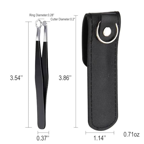 Liangery Manual Nose Hair Trimmer for Men Women- Stainless Steel Precision Blades, Leather Case, Tweezers Style Nasal Cutter, Eyebrow, Ear & Facial Grooming Tool (Tarnish)