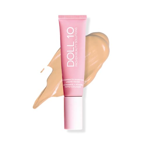 Doll 10 TCE Liquid Filter ? CC Cream Foundation - Liquid Foundation - Lightweight Tinted Moisturizer & Skin Tint - Blurs Pores & Fine Lines - Vegan - Clean Makeup - [Light] - 30 Day Supply