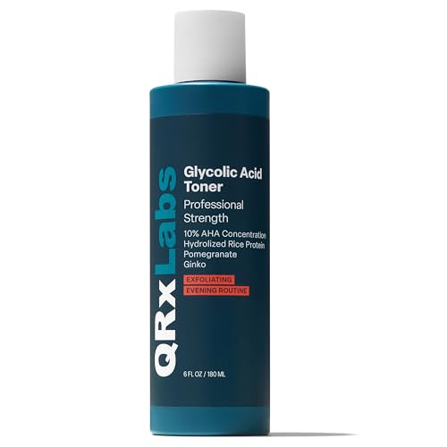 QRxLabs Glycolic Acid Toner - 10% Glycolic Acid Exfoliant with Salicylic Acid - Hydrating Face Exfoliator - Pore Toner & BHA Liquid Exfoliant with Witch Hazel - 6 Fl Oz