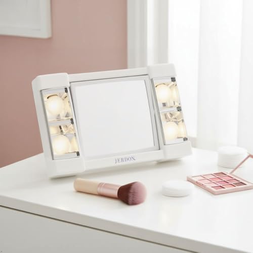 Lighted Makeup Mirror with 3X Magnification - White Vanity Mirror for Beauty & Grooming
