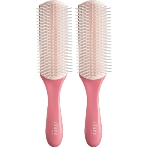 Diane Pro Nylon Pin Styling Hair Brush for Detangling, Separating, Shaping and Defining Wet Thick or Curly Hair, Glides Through Tangles with Ease (Pack of 2)