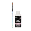 MakarttPro Brush Cleaner and Acrylic Kolinsky Brush Bundle - Size #12, Professional 100% Kolinsky Hair Acrylic Nail Brush with Acetone-Free Cleaner for Perfect Bead Control and Easy Maintenance