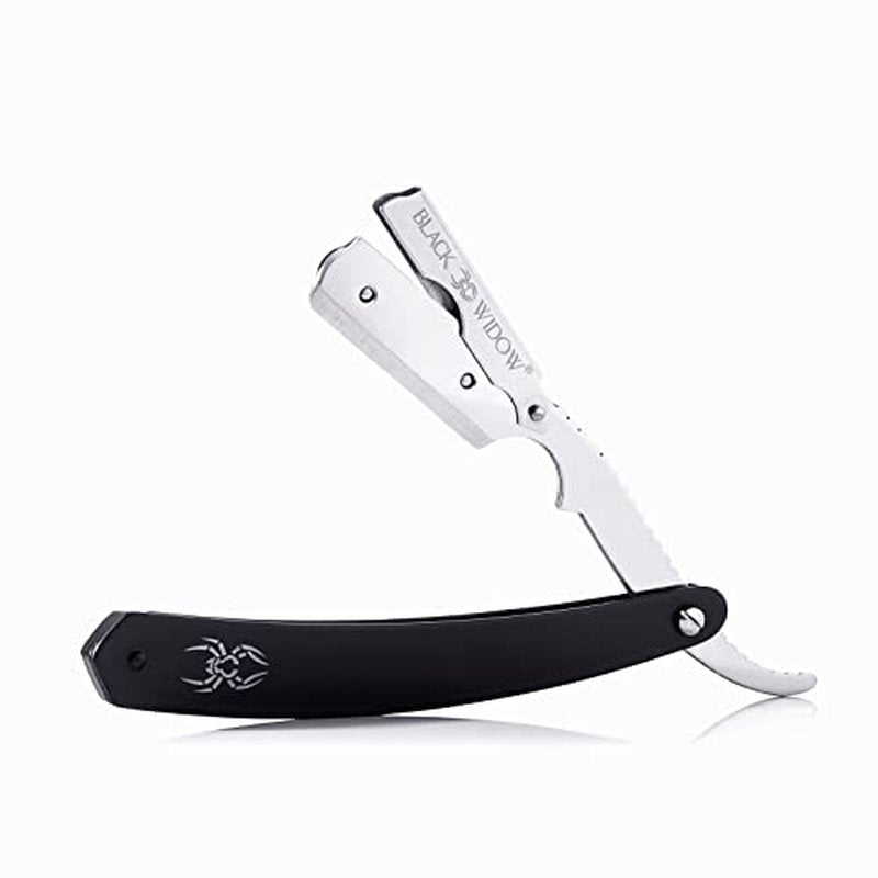 Black Widow Professional Straight Edge Razor Kit with 10 Blades ? Stainless Steel Barber Razor for Men¡¯s Shaving, Classic Barbero Shaver for Smooth, Precise, and Comfortable Shaves