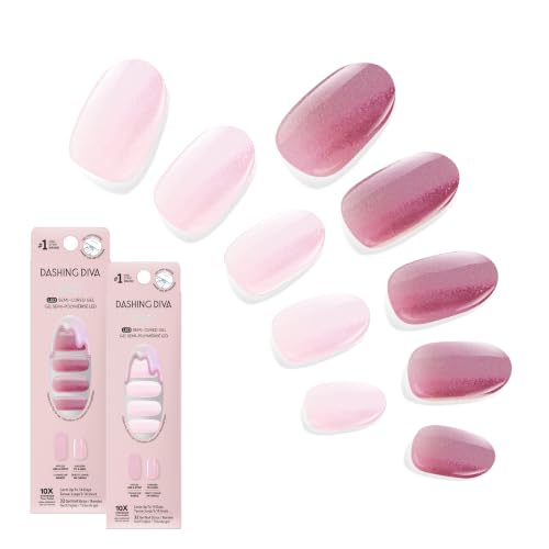Dashing Diva Glaze Nail Strip Duo - Glazed Collection - Strawberry & Sangria - Long Lasting, Chip Resistant Semi-Cured Gel Nails - Variation: Glazed