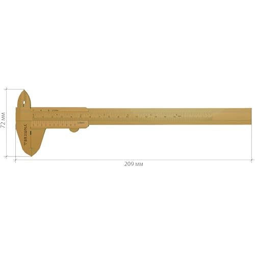 BRAWNA Brow Pro Measuring Tool with 1 Eyebrow Ruler Sticker - Double Scale Eyebrow Ruler for Microblading, Brow & Makeup Artists - Eyebrow Caliper Ruler Plastic- Gold