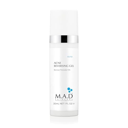M.A.D Skincare Acne Reversing Gel ? 10% Benzoyl Peroxide Maximum Strength Targeted Treatment ? Formulated with Cooling Aloe and Willow Bark ? 1 fl. oz.