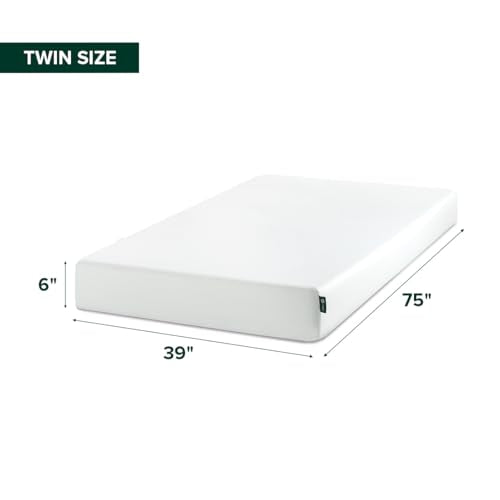 Twin Green Tea Memory Foam Mattress - 6 Inch Medium Firm Rejuvenating Sleep, White