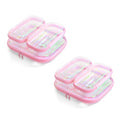 Pink Clear Hard Shell Zipper Cosmetic & Diaper Organizer Case Set 4M+2L