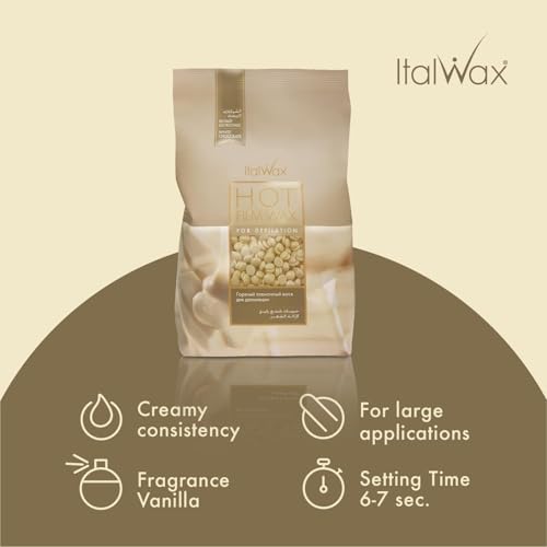 Italwax White Chocolate Hard Wax Beads 35.27 oz Long Setting Stripless Wax with Vanilla Fragrance for Large Areas