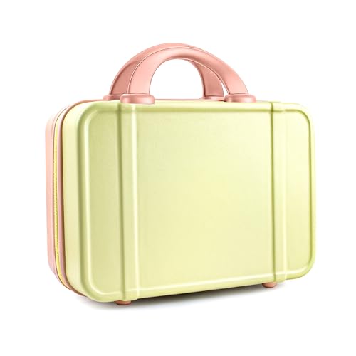 JZRSuitcase 14 Inch Makeup Train Case ABS Toiletry Bag for Women Portable Travel Hard Shell Carry-On Mini Cosmetic Organizer with Elastic Bands