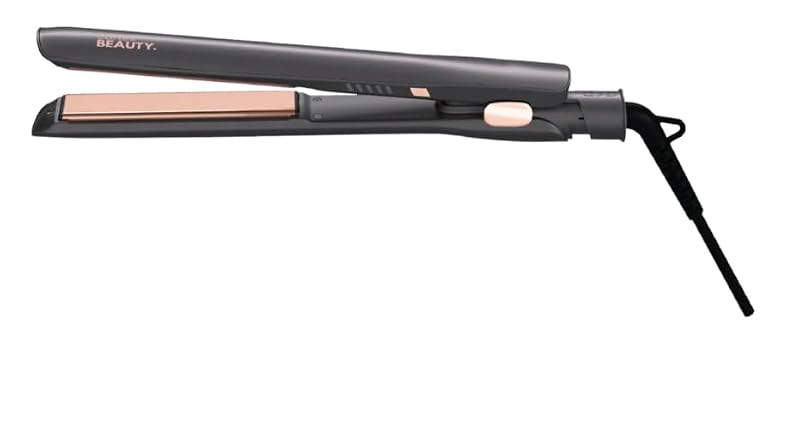 Ceramic Coated Flat Iron Hair Straightener 1 Inch with Rose Gold Plates - Professional Smooth & Shiny Styling