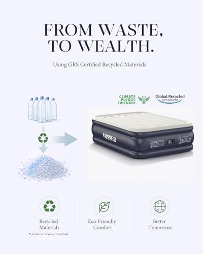 Blue Full Air Mattress with Built-in Pump - 18 Inch Raised Bed, Comfortable & Thick