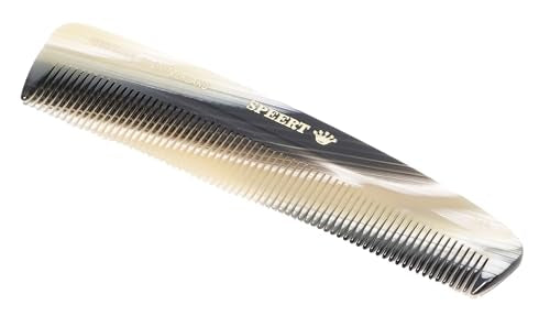 Speert 40-Mazzucchelli Swiss-Made Horn-Inspired Acetate Hair Comb Beige Grey for Styling