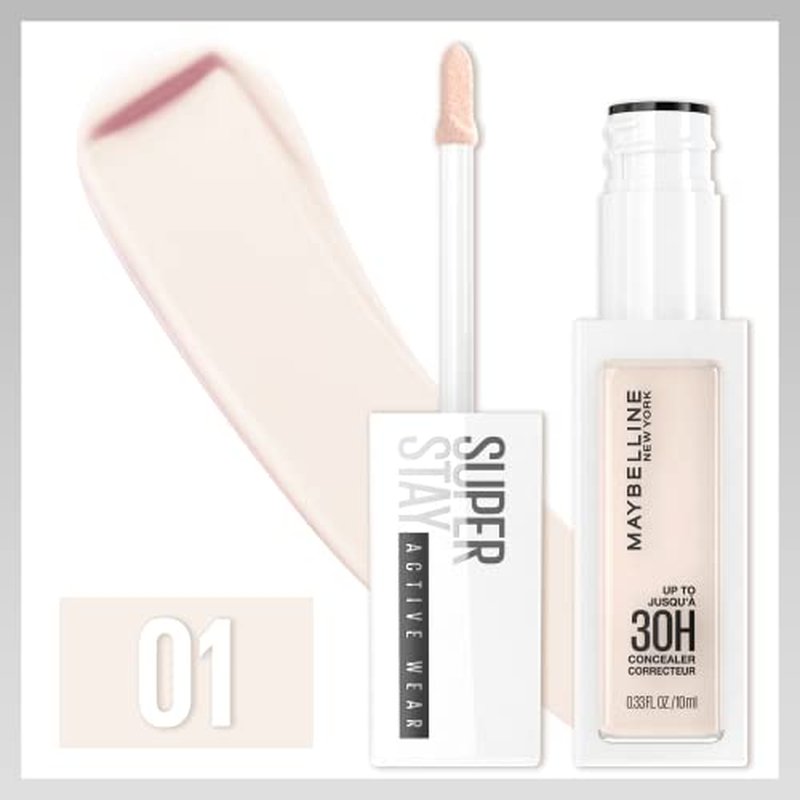 Maybelline Super Stay Liquid Concealer Makeup, Full Coverage Concealer, Up to 30 Hour Wear, Transfer Resistant, Natural Matte Finish, Oil-free, Available in 16 Shades, 01, 1 Count
