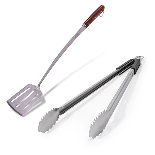 24-Inch Heavy Duty Stainless Steel Grill Spatula & Tongs Set for Outdoor Cooking