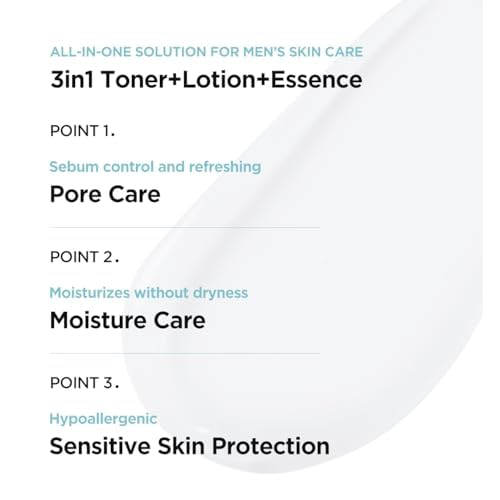 BRTC Power Homme All in One Solution | Men's Face Moisturizer | 3-in-1 (Toner+Lotion+Essence) | Sebum Control, Korean Skincare (200ml, 6.76 fl.oz)